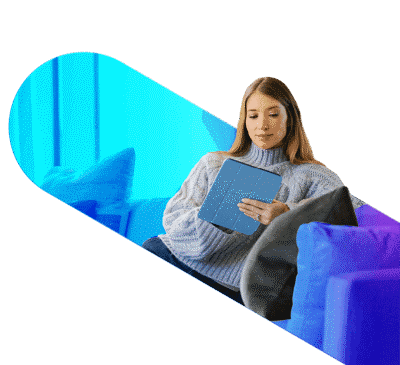 Content creator looking at device