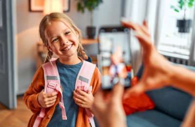 young child posing for first day of school