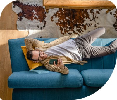 man on couch