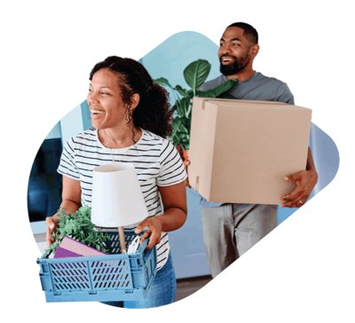 Couple moving boxes