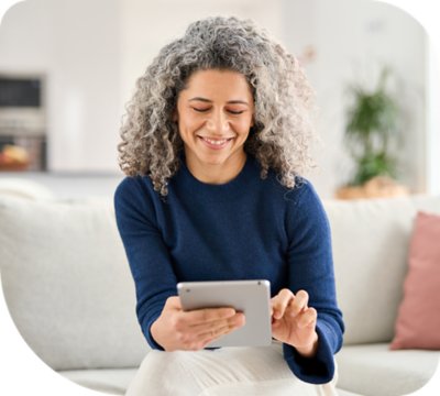 Lady on tablet device