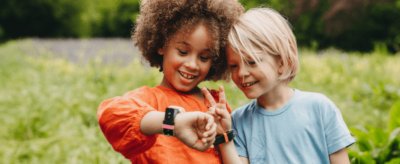 Girls looking at watch